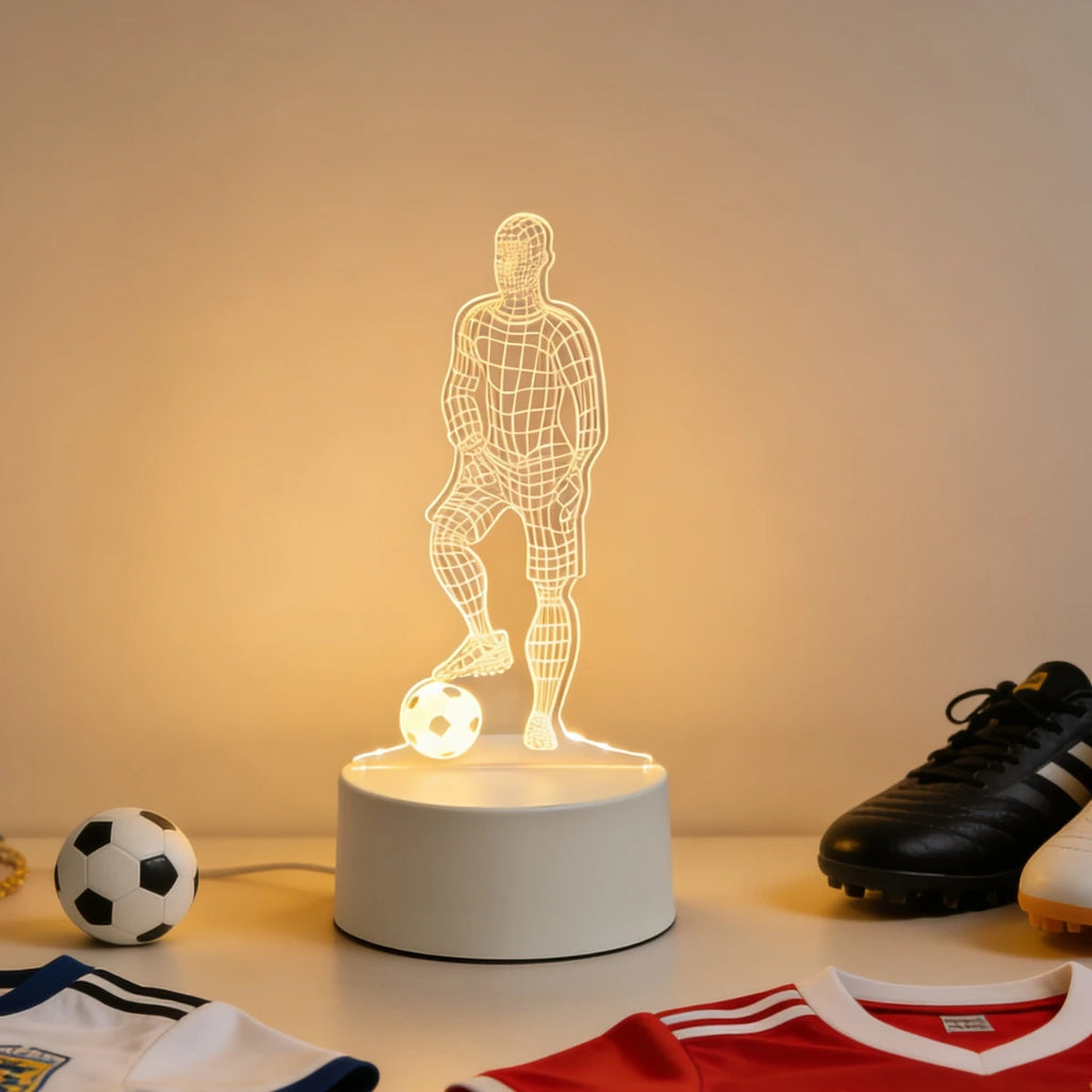 Veilleuse 3D Football USB – Lumière d'Ambiance Créative | Cadeau Parfait Footballeur