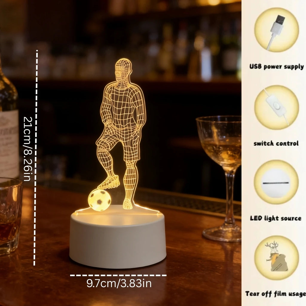 Veilleuse 3D Football USB – Lumière d'Ambiance Créative | Cadeau Parfait Footballeur